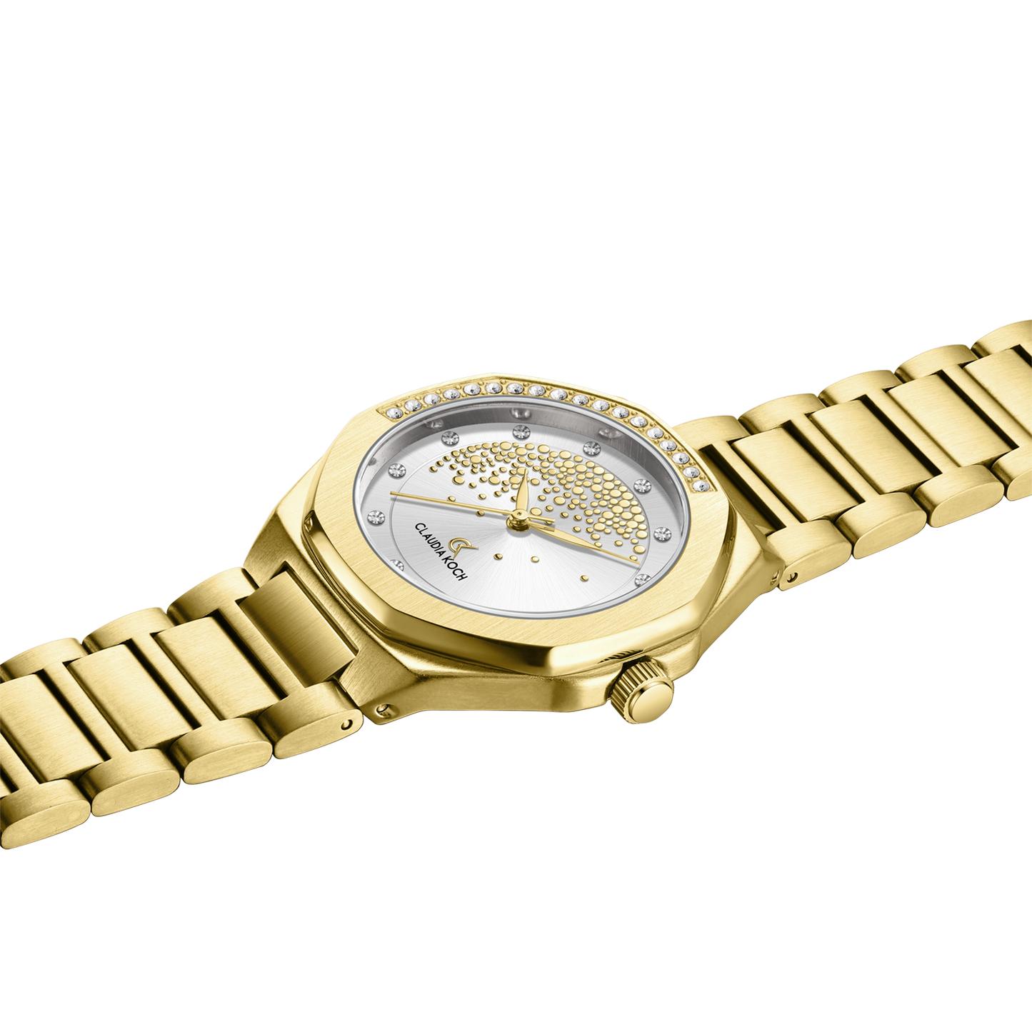 Luxury Women’s Watch with Stone-Studded Dial Gold