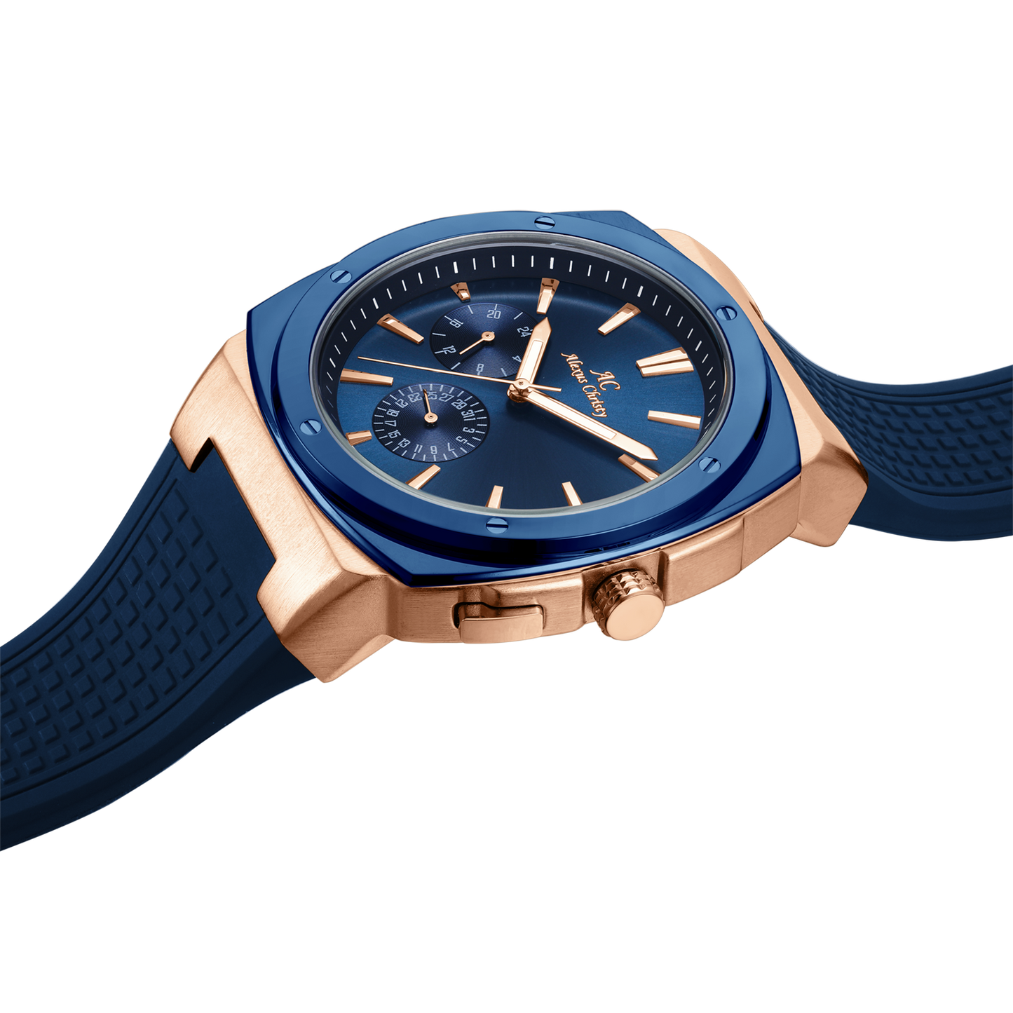Timeless Precision: Stainless Steel Men's Watch with Rubber Band