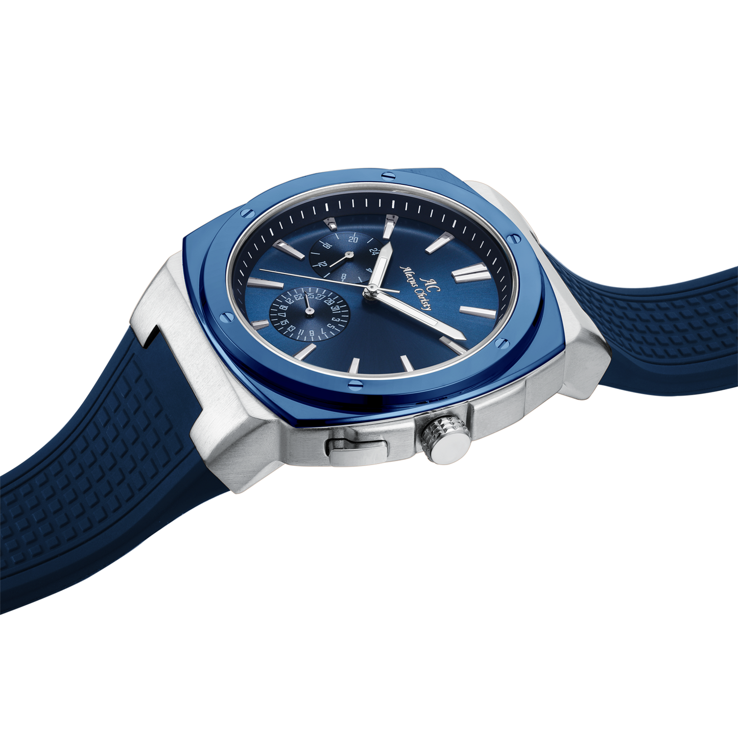 Timeless Precision: Stainless Steel Men's Watch with Rubber Band