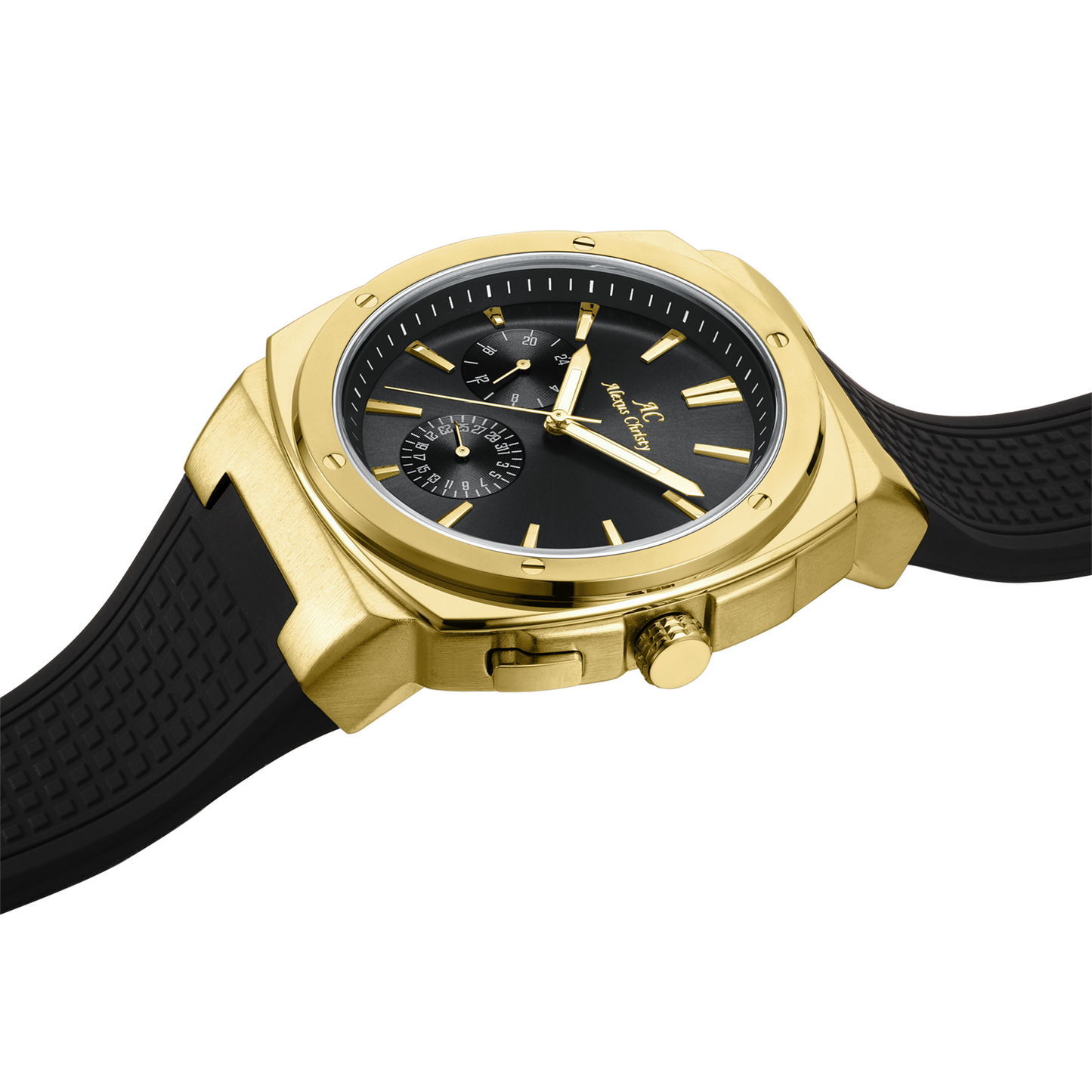 Timeless Precision: Stainless Steel Men's Watch with Rubber Band