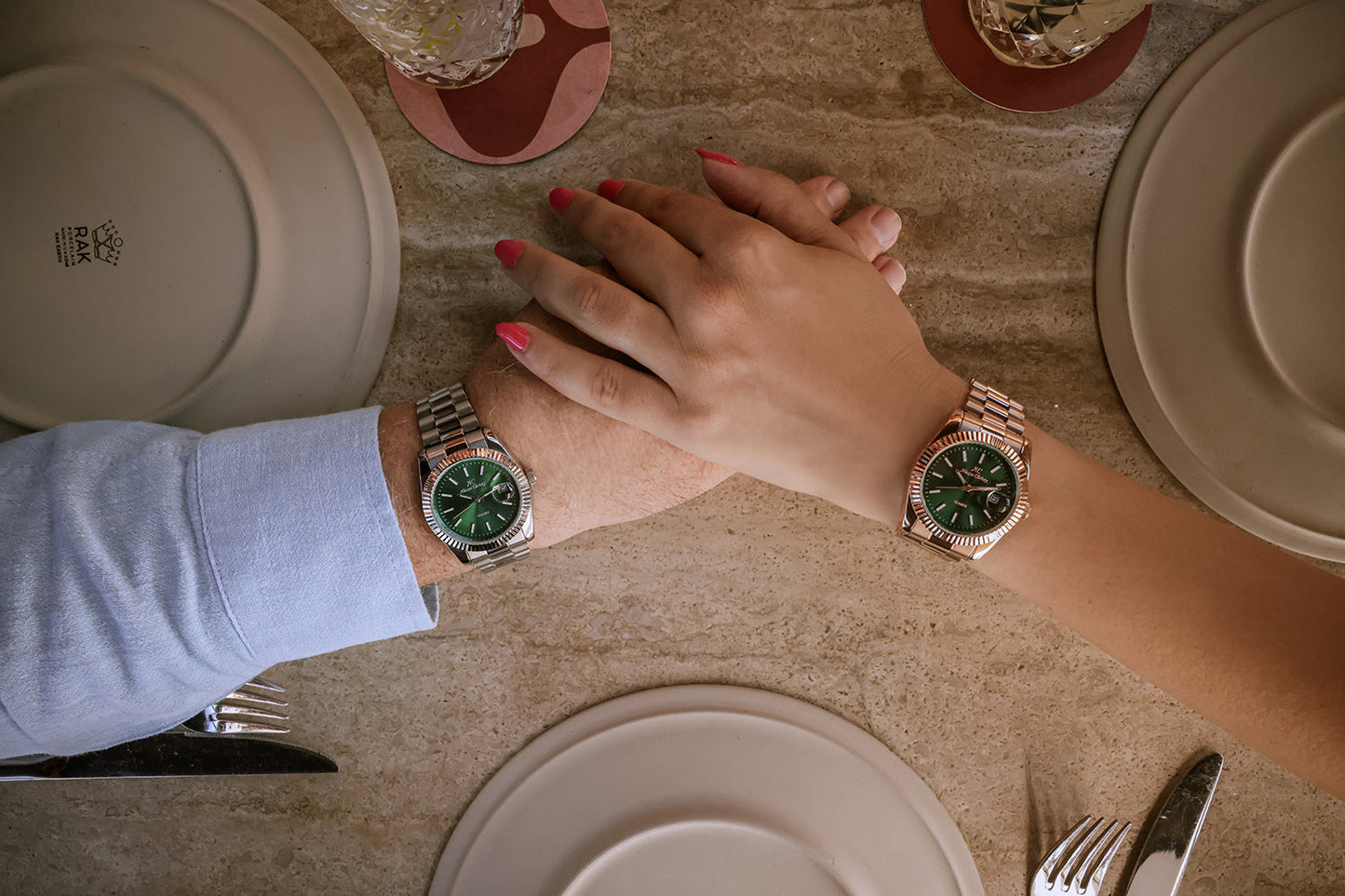 Elegant Unisex Classic Date Display Watch Sliver Green