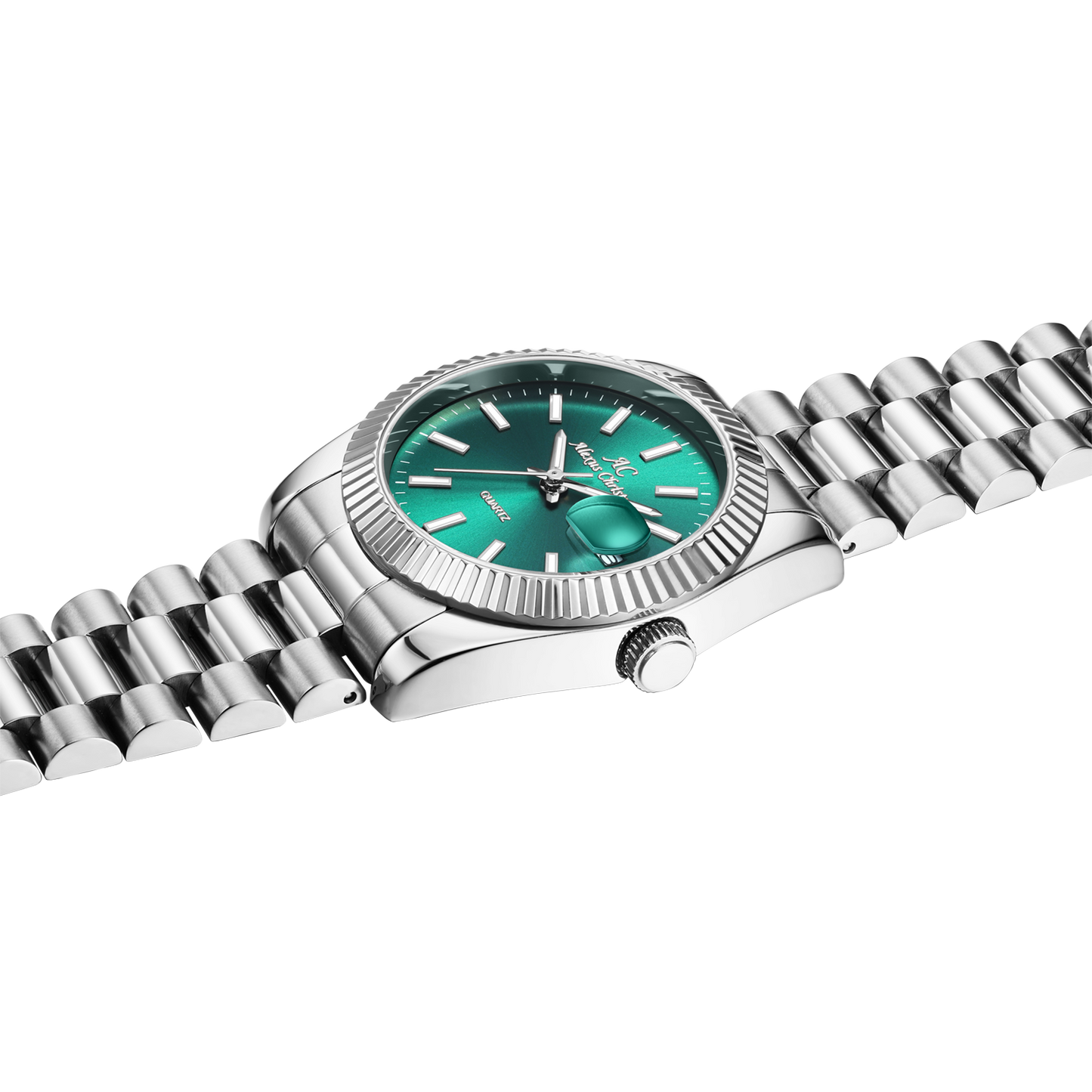Elegant Unisex Classic Date Display Watch Sliver Green
