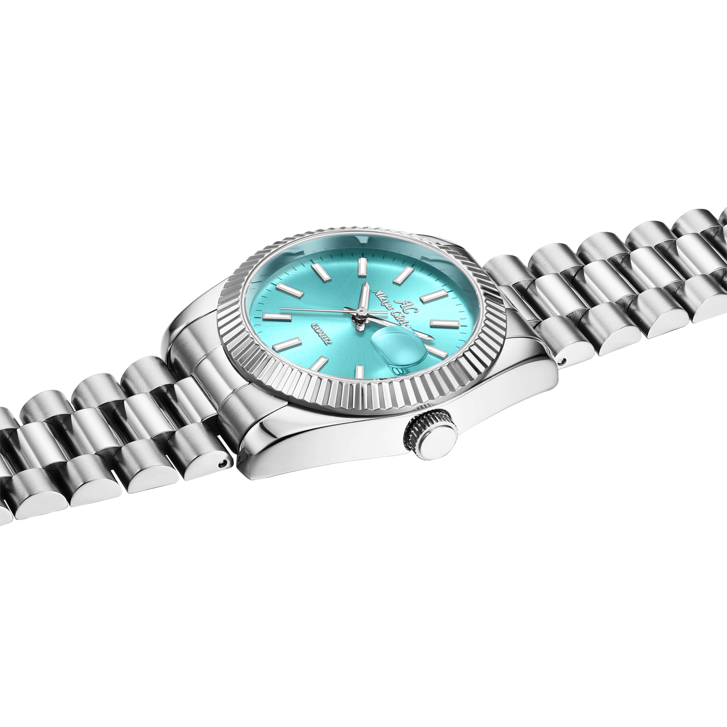 Elegant Unisex Classic Date Display Watch Silver LightBlue