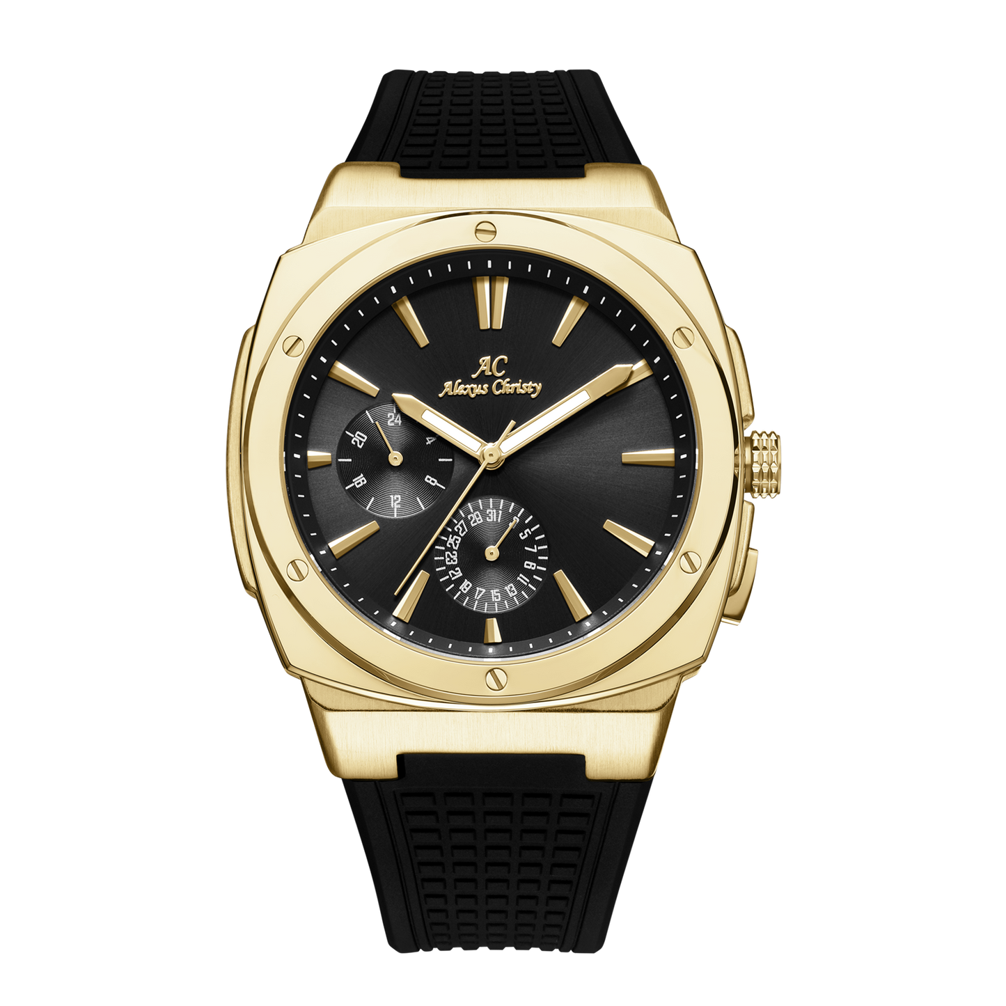 Timeless Precision: Stainless Steel Men's Watch with Rubber Band