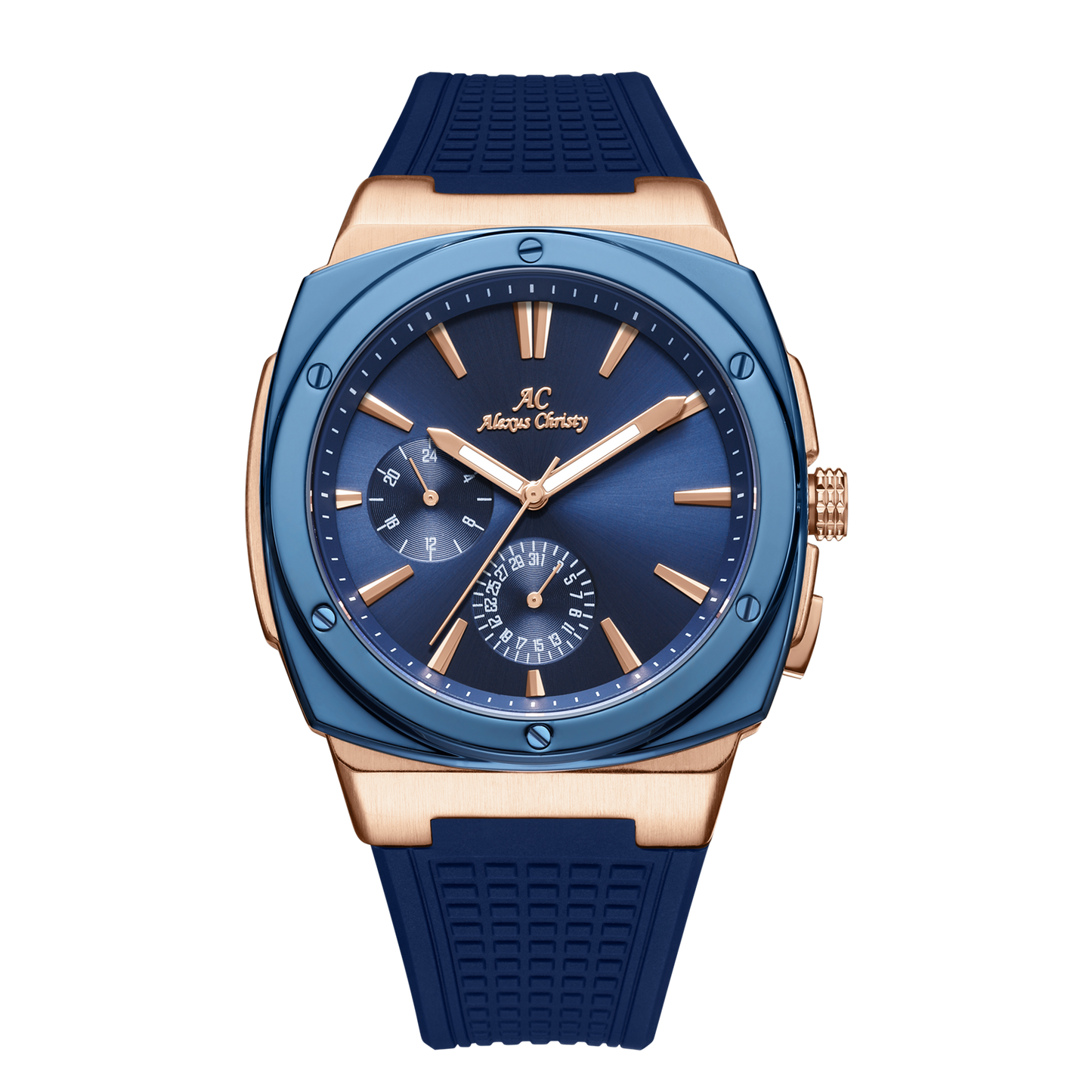 Timeless Precision: Stainless Steel Men's Watch with Rubber Band