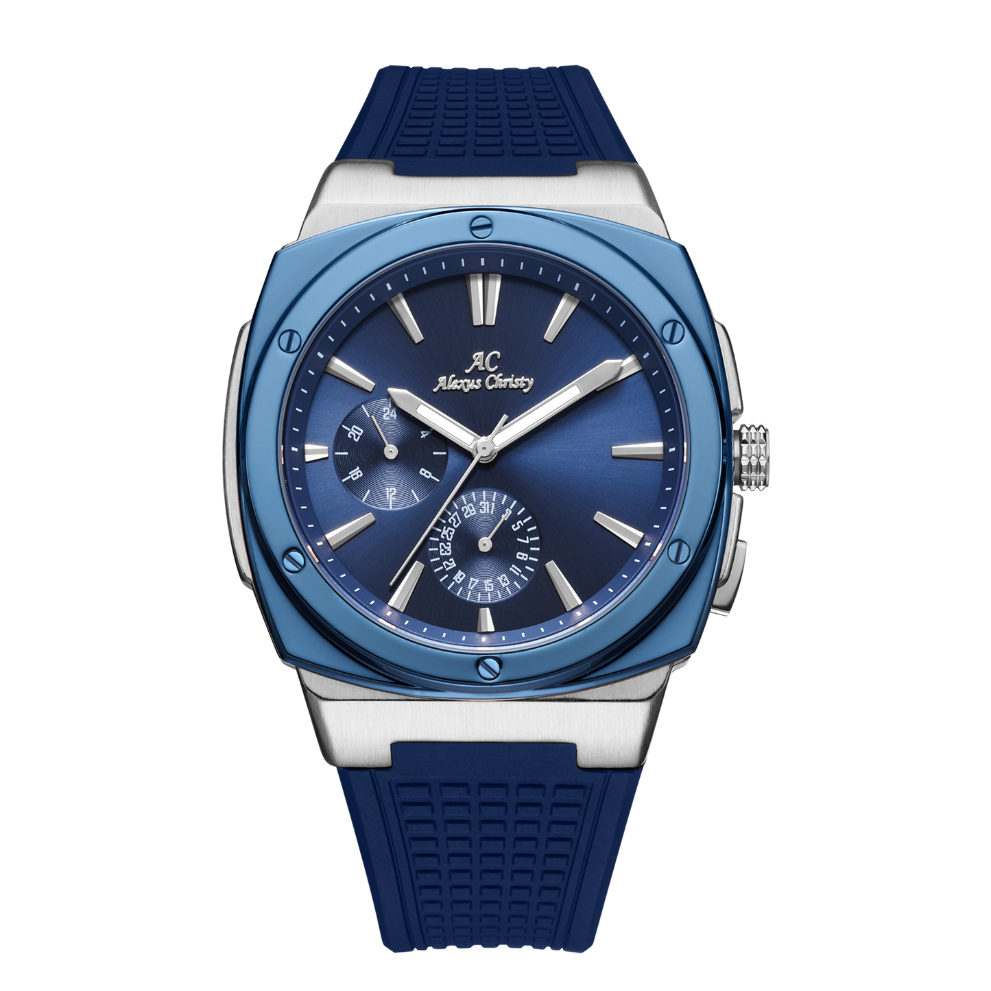 Timeless Precision: Stainless Steel Men's Watch with Rubber Band