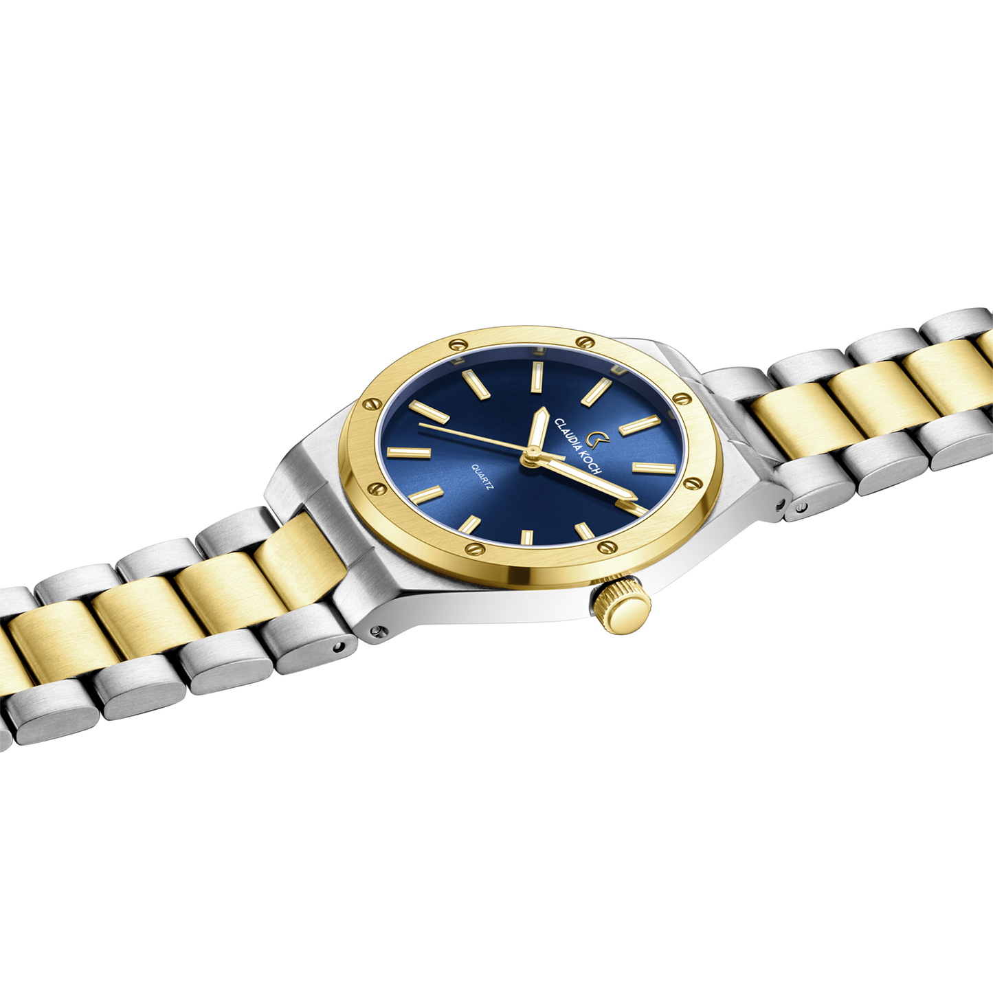 Matte Finish Women’s Watch – Minimalist Luxury & Modern Design Two-Tone Goldblue