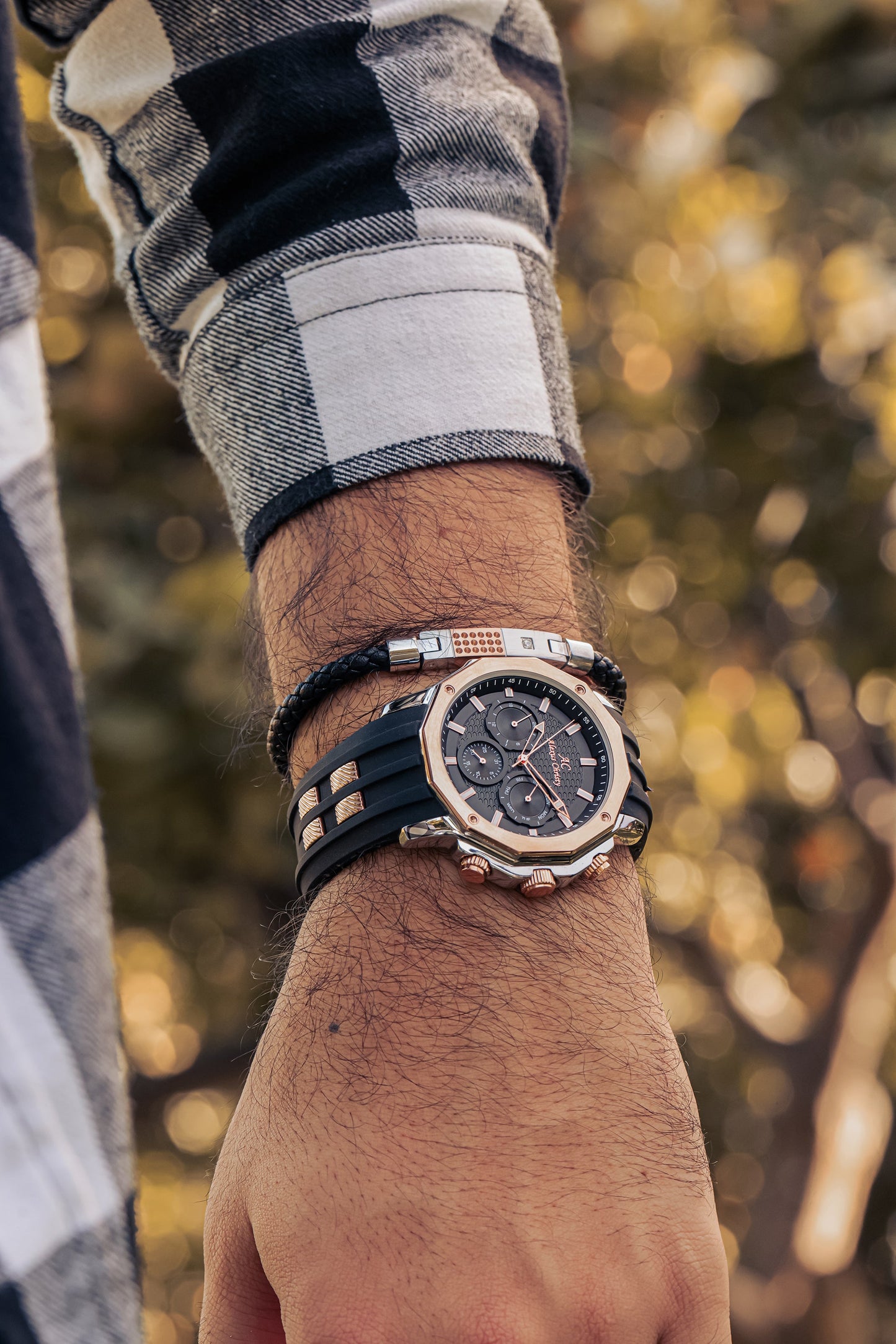 Multifunctional Rubber Band Day/Date Analog Sporty Men Watch