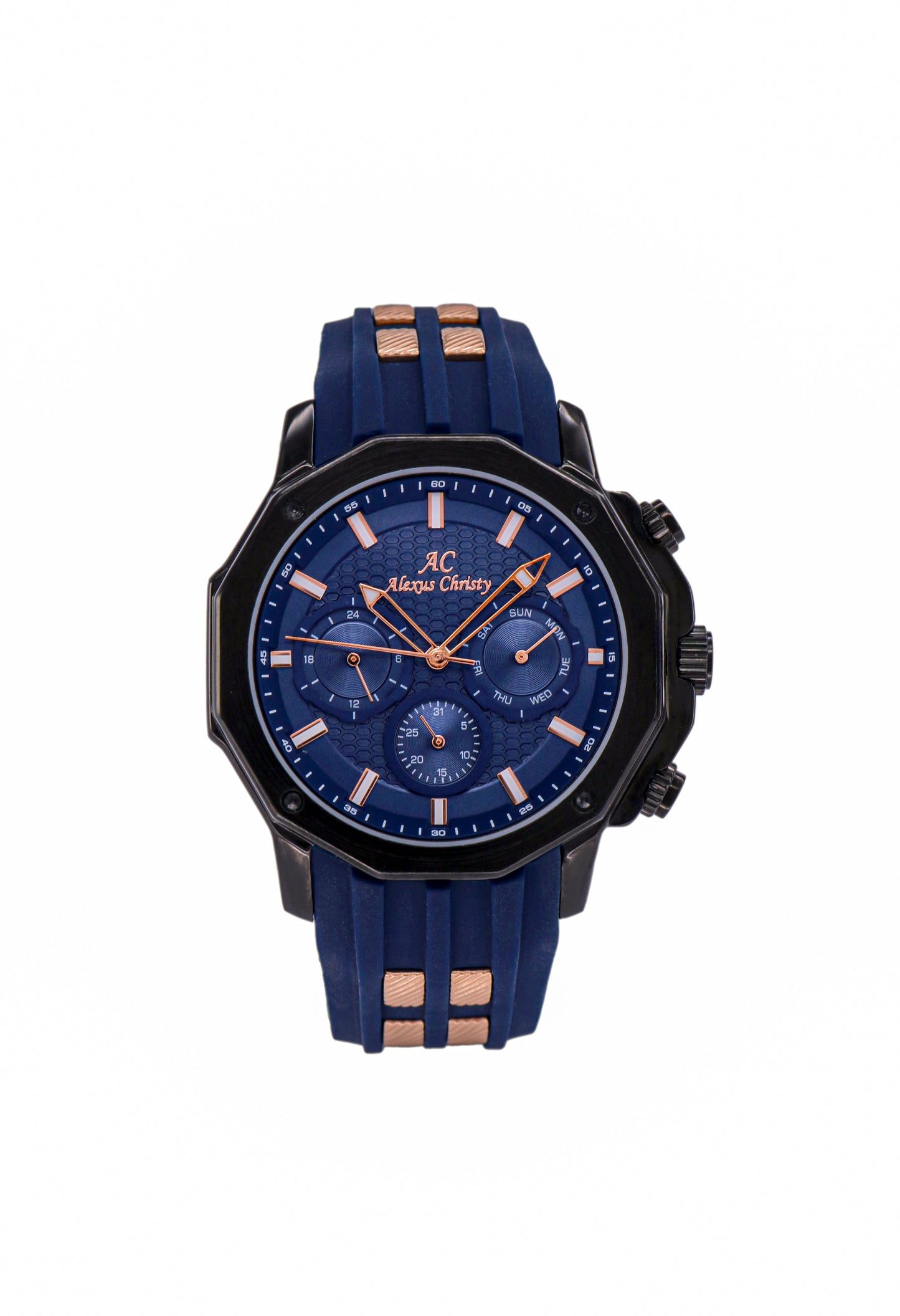 Multifunctional Rubber Band Day/Date Analog Sporty Men Watch