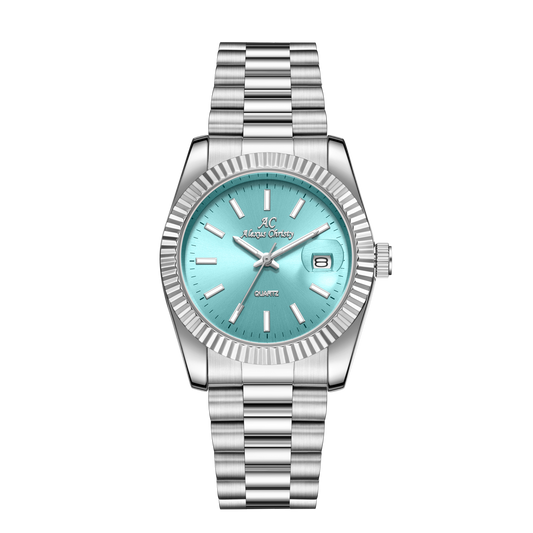 Elegant Unisex Classic Date Display Watch Silver LightBlue