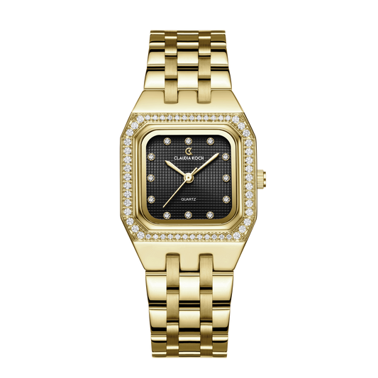 Luxury Women’s Watch with Square Dial Gold Black