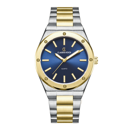 Matte Finish Women’s Watch – Minimalist Luxury & Modern Design Two-Tone Goldblue