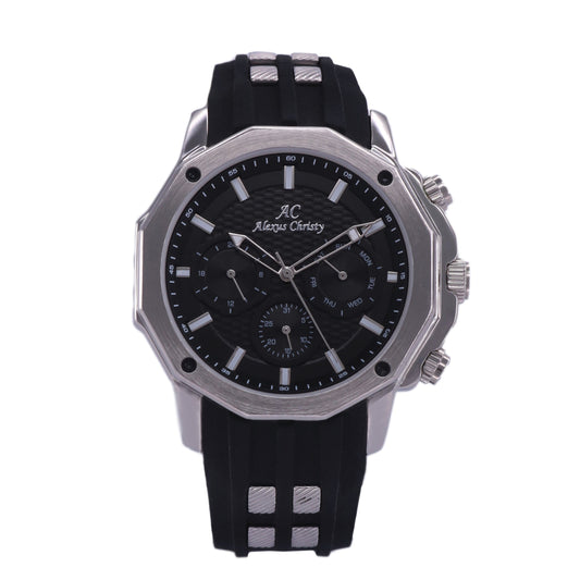 Multifunctional Rubber Band Day/Date Analog Sporty Men Watch